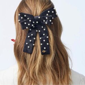 Lele Sadoughi Jet Black Antoinette Pearly Bow Barrette